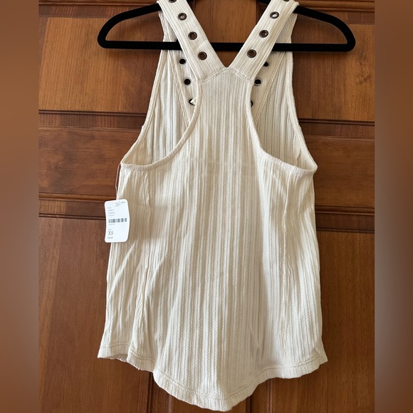 NWT FP ivory pointelle lace-up tank - Picture 4 of 5